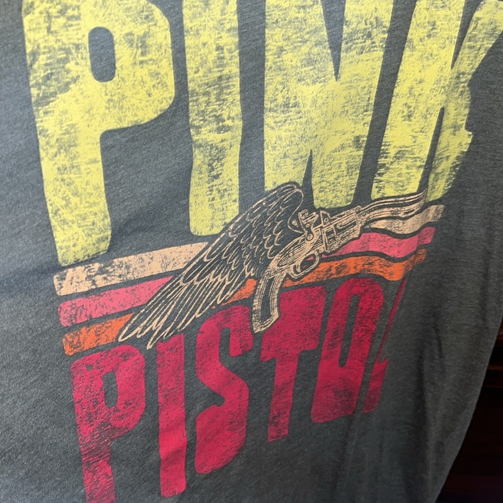 PINK PISTOL XL super soft women's band T-shirt, gray green with yellow red ect.. - Picture 4 of 5